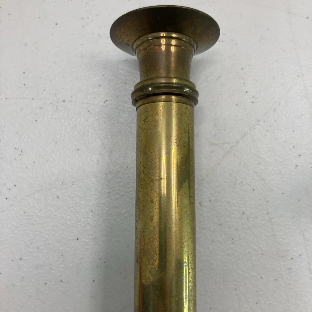Pair of Vtg MCM Brass Metal Candle Candlestick‎ Holders 7.5